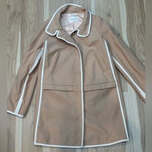 Club Monaco Camel Trench Coat with White Accents Italian Wool XS